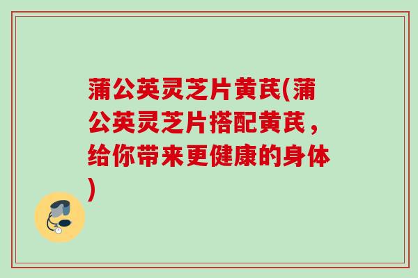 蒲公英灵芝片黄芪(蒲公英灵芝片搭配黄芪,给你带来更健康的身体) 蒲公英灵芝片黄芪(蒲公英灵芝片搭配黄芪,给你带来更健康的身体)