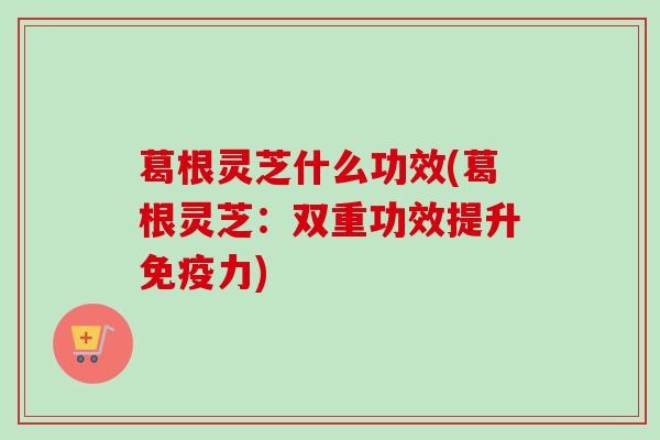 葛根灵芝什么功效(葛根灵芝:双重功效提升免疫力) 葛根灵芝什么功效(葛根灵芝:双重功效提升免疫力)