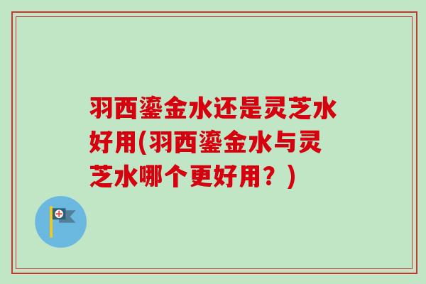 羽西鎏金水还是灵芝水好用(羽西鎏金水与灵芝水哪个更好用？)