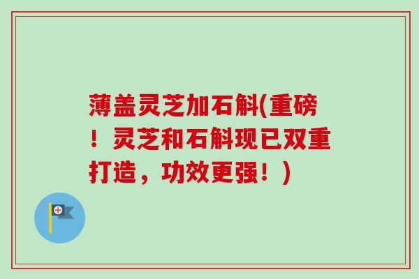 薄盖灵芝加石斛(重磅!灵芝和石斛现已双重打造,功效更强!) 薄盖灵芝加石斛(重磅!灵芝和石斛现已双重打造,功效更强!)