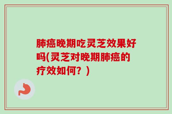 晚期吃灵芝效果好吗(灵芝对晚期的疗效如何?) 晚期吃灵芝效果好吗(灵芝对晚期的疗效如何?)