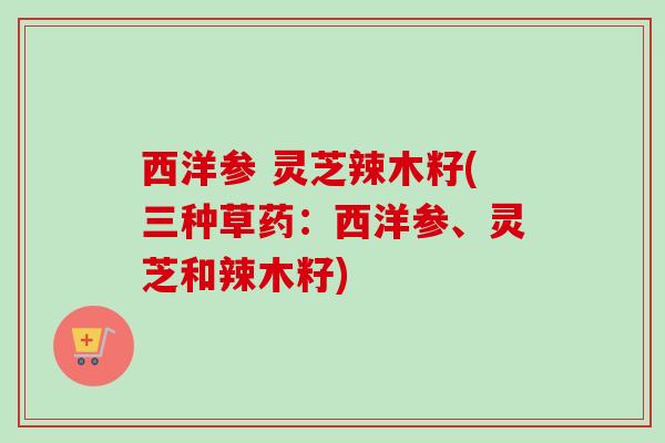 西洋参 灵芝辣木籽(三种草药：西洋参、灵芝和辣木籽)