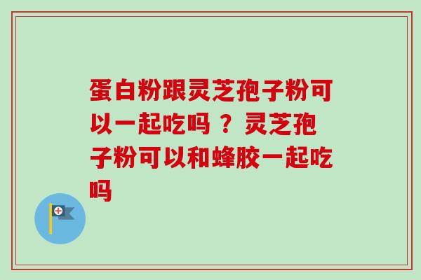 蛋白粉跟灵芝孢子粉可以一起吃吗 ?灵芝孢子粉可以和蜂胶一起吃吗 蛋白粉跟灵芝孢子粉可以一起吃吗 ?灵芝孢子粉可以和蜂胶一起吃吗