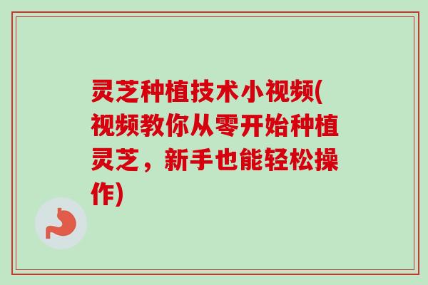 灵芝种植技术小视频(视频教你从零开始种植灵芝,新手也能轻松操作) 灵芝种植技术小视频(视频教你从零开始种植灵芝,新手也能轻松操作)
