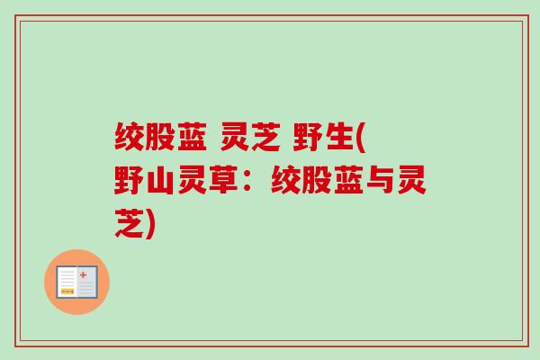 绞股蓝 灵芝 野生(野山灵草:绞股蓝与灵芝) 绞股蓝 灵芝 野生(野山灵草:绞股蓝与灵芝)