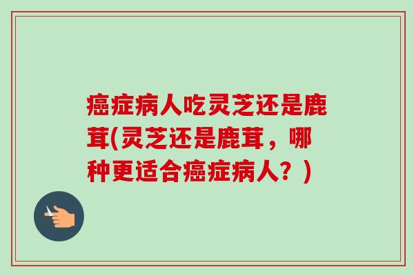 症人吃灵芝还是鹿茸(灵芝还是鹿茸,哪种更适合症人?) 症人吃灵芝还是鹿茸(灵芝还是鹿茸,哪种更适合症人?)