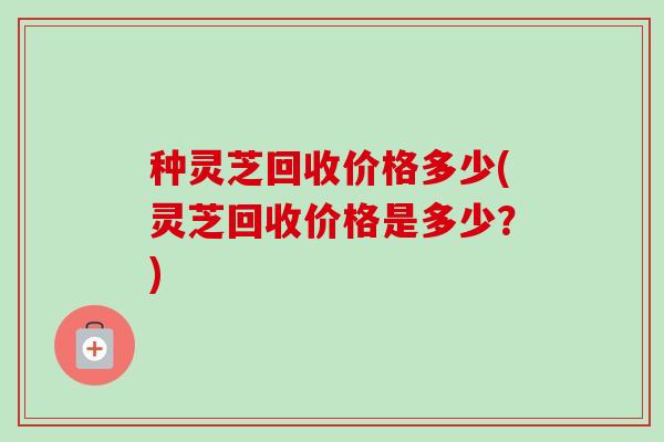 种灵芝回收价格多少(灵芝回收价格是多少?) 种灵芝回收价格多少(灵芝回收价格是多少?)