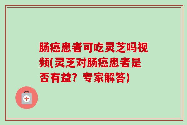 肠患者可吃灵芝吗视频(灵芝对肠患者是否有益?专家解答) 肠患者可吃灵芝吗视频(灵芝对肠患者是否有益?专家解答)