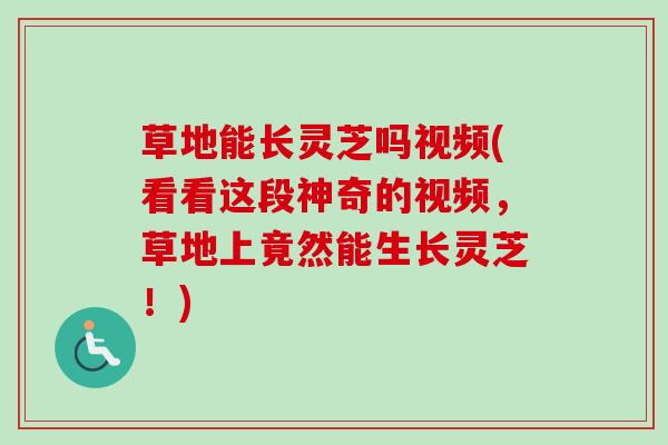 草地能长灵芝吗视频(看看这段神奇的视频，草地上竟然能生长灵芝！)