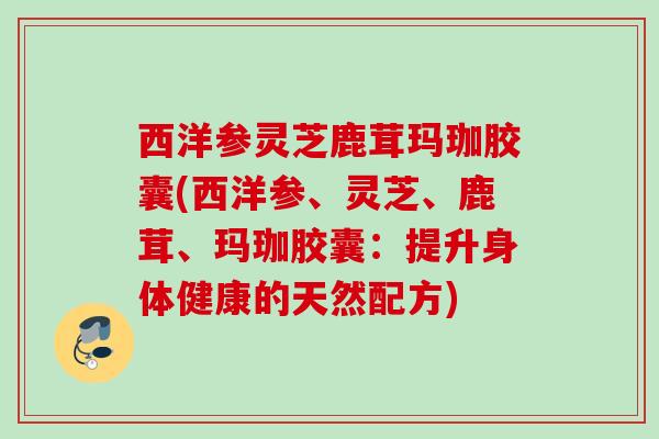 西洋参灵芝鹿茸玛珈胶囊(西洋参、灵芝、鹿茸、玛珈胶囊:提升身体健康的天然配方) 西洋参灵芝鹿茸玛珈胶囊(西洋参、灵芝、鹿茸、玛珈胶囊:提升身体健康的天然配方)