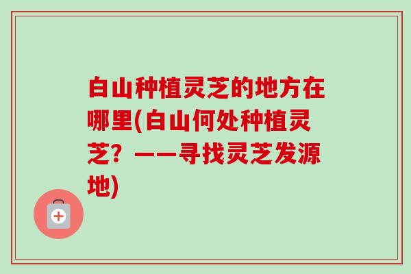 白山种植灵芝的地方在哪里(白山何处种植灵芝？——寻找灵芝发源地)