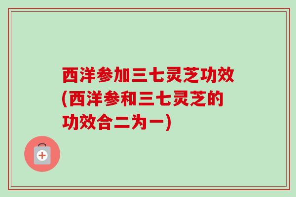 西洋参加三七灵芝功效(西洋参和三七灵芝的功效合二为一) 西洋参加三七灵芝功效(西洋参和三七灵芝的功效合二为一)