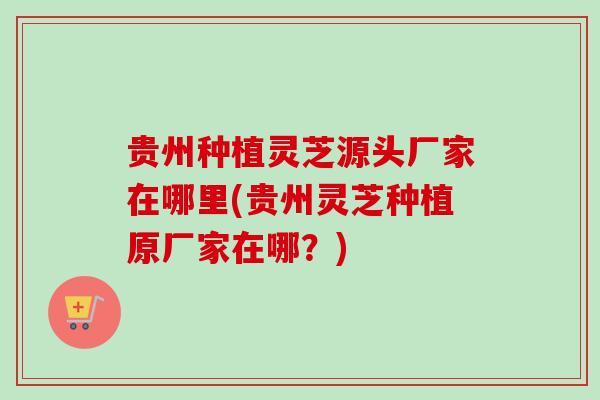 贵州种植灵芝源头厂家在哪里(贵州灵芝种植原厂家在哪?) 贵州种植灵芝源头厂家在哪里(贵州灵芝种植原厂家在哪?)