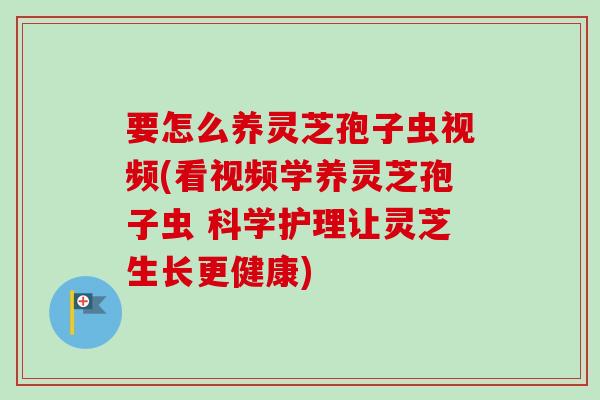 要怎么养灵芝孢子虫视频(看视频学养灵芝孢子虫 科学护理让灵芝生长更健康)
