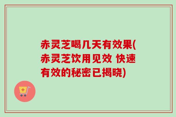 赤灵芝喝几天有效果(赤灵芝饮用见效 快速有效的秘密已揭晓) 赤灵芝喝几天有效果(赤灵芝饮用见效 快速有效的秘密已揭晓)