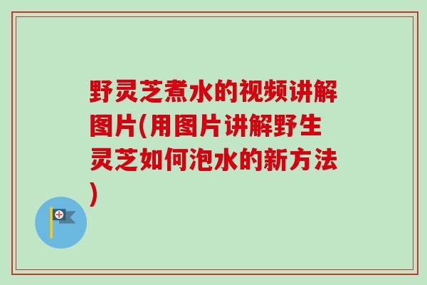 野灵芝煮水的视频讲解图片(用图片讲解野生灵芝如何泡水的新方法)