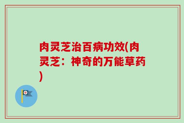 肉灵芝百功效(肉灵芝：神奇的万能草药)