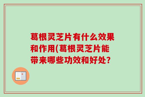 葛根灵芝片有什么效果和作用(葛根灵芝片能带来哪些功效和好处？