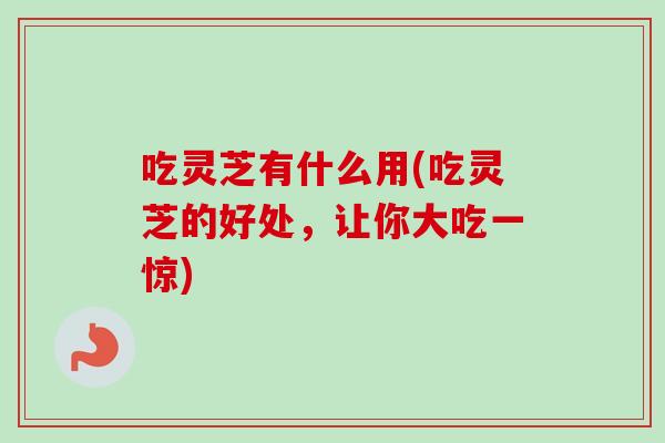 吃灵芝有什么用(吃灵芝的好处,让你大吃一惊) 吃灵芝有什么用(吃灵芝的好处,让你大吃一惊)