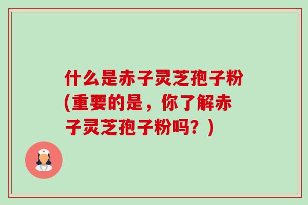 什么是赤子灵芝孢子粉(重要的是，你了解赤子灵芝孢子粉吗？)