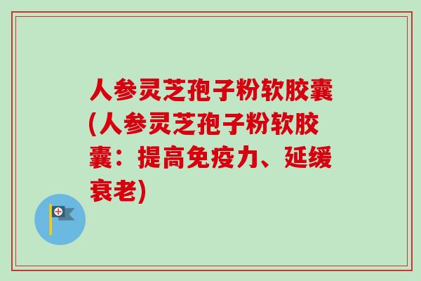 人参灵芝孢子粉软胶囊(人参灵芝孢子粉软胶囊:提高免疫力、延缓) 人参灵芝孢子粉软胶囊(人参灵芝孢子粉软胶囊:提高免疫力、延缓)