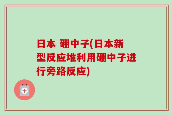 日本 硼中子(日本新型反应堆利用硼中子进行旁路反应) 日本 硼中子(日本新型反应堆利用硼中子进行旁路反应)