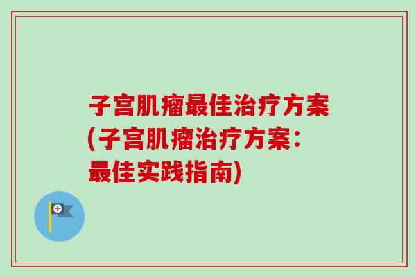 子宫佳方案(子宫方案:佳实践指南) 子宫佳方案(子宫方案:佳实践指南)