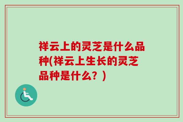 祥云上的灵芝是什么品种(祥云上生长的灵芝品种是什么?) 祥云上的灵芝是什么品种(祥云上生长的灵芝品种是什么?)