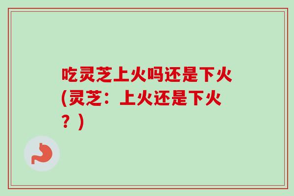 吃灵芝上火吗还是下火(灵芝:上火还是下火?) 吃灵芝上火吗还是下火(灵芝:上火还是下火?)