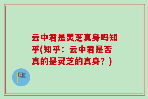 云中君是灵芝真身吗知乎(知乎:云中君是否真的是灵芝的真身?) 云中君是灵芝真身吗知乎(知乎:云中君是否真的是灵芝的真身?)