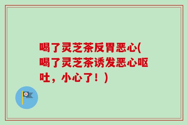 喝了灵芝茶反胃恶心(喝了灵芝茶诱发恶心,小心了!) 喝了灵芝茶反胃恶心(喝了灵芝茶诱发恶心,小心了!)