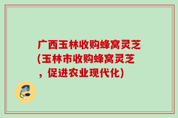 广西玉林收购蜂窝灵芝(玉林市收购蜂窝灵芝,促进农业现代化) 广西玉林收购蜂窝灵芝(玉林市收购蜂窝灵芝,促进农业现代化)