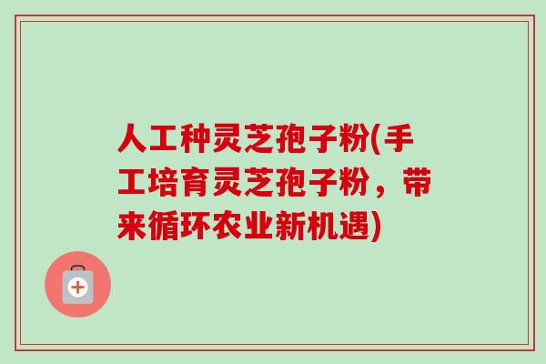 人工种灵芝孢子粉(手工培育灵芝孢子粉,带来循环农业新机遇) 人工种灵芝孢子粉(手工培育灵芝孢子粉,带来循环农业新机遇)