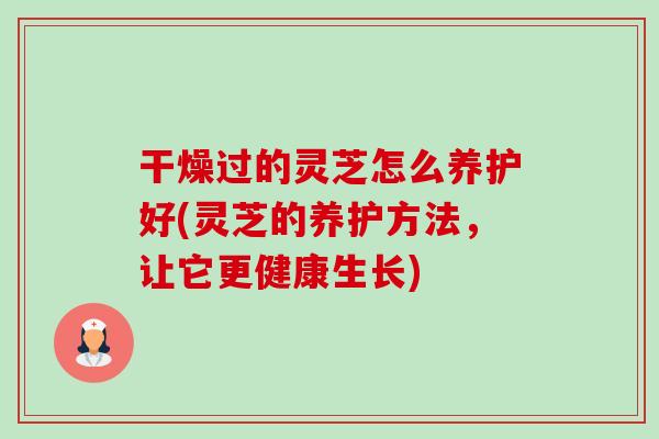干燥过的灵芝怎么养护好(灵芝的养护方法，让它更健康生长)