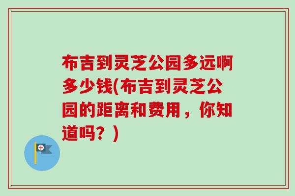 布吉到灵芝公园多远啊多少钱(布吉到灵芝公园的距离和费用,你知道吗?) 布吉到灵芝公园多远啊多少钱(布吉到灵芝公园的距离和费用,你知道吗?)
