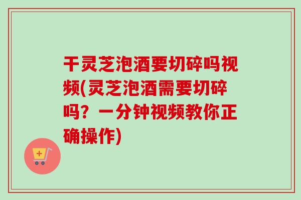 干灵芝泡酒要切碎吗视频(灵芝泡酒需要切碎吗？一分钟视频教你正确操作)