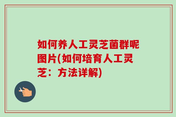 如何养人工灵芝菌群呢图片(如何培育人工灵芝:方法详解) 如何养人工灵芝菌群呢图片(如何培育人工灵芝:方法详解)