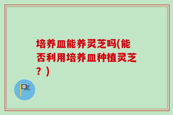 培养皿能养灵芝吗(能否利用培养皿种植灵芝?) 培养皿能养灵芝吗(能否利用培养皿种植灵芝?)