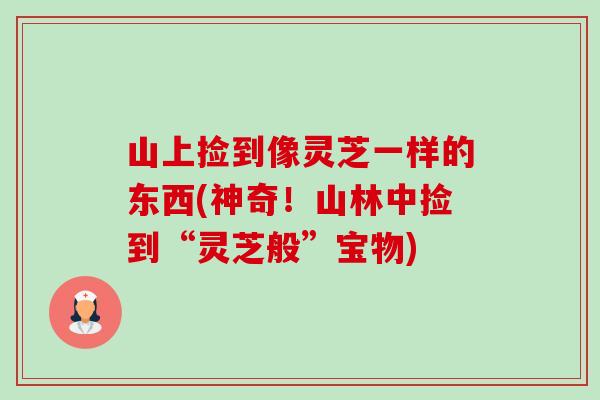 山上捡到像灵芝一样的东西(神奇！山林中捡到“灵芝般”宝物)
