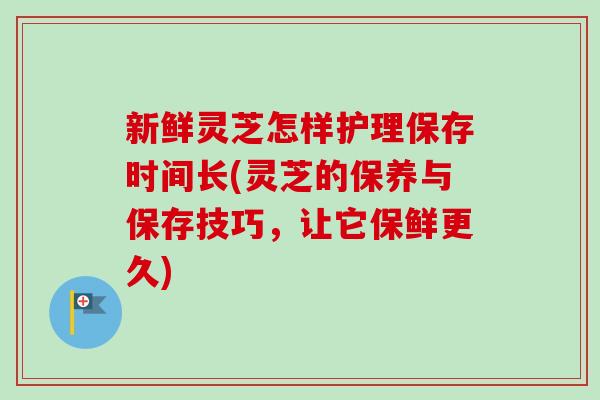 新鲜灵芝怎样护理保存时间长(灵芝的保养与保存技巧,让它保鲜更久) 新鲜灵芝怎样护理保存时间长(灵芝的保养与保存技巧,让它保鲜更久)
