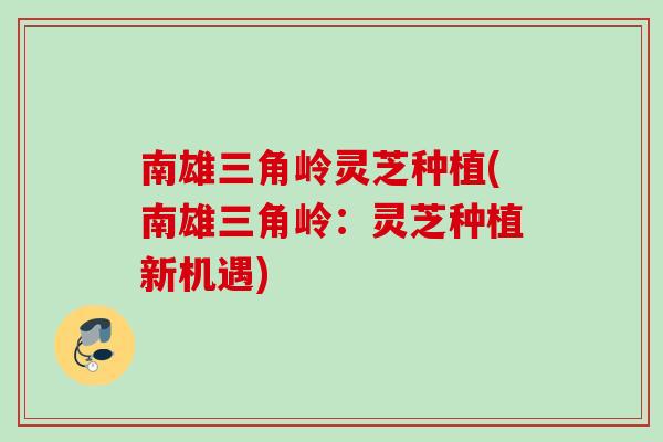 南雄三角岭灵芝种植(南雄三角岭：灵芝种植新机遇)