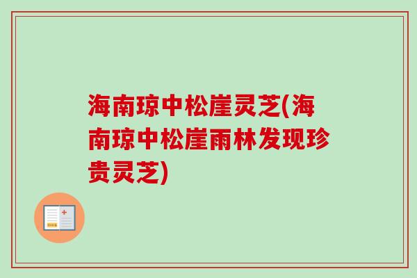 海南琼中松崖灵芝(海南琼中松崖雨林发现珍贵灵芝) 海南琼中松崖灵芝(海南琼中松崖雨林发现珍贵灵芝)