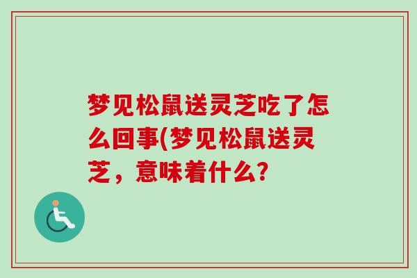 梦见松鼠送灵芝吃了怎么回事(梦见松鼠送灵芝，意味着什么？