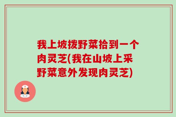 我上坡拨野菜拾到一个肉灵芝(我在山坡上采野菜意外发现肉灵芝) 我上坡拨野菜拾到一个肉灵芝(我在山坡上采野菜意外发现肉灵芝)