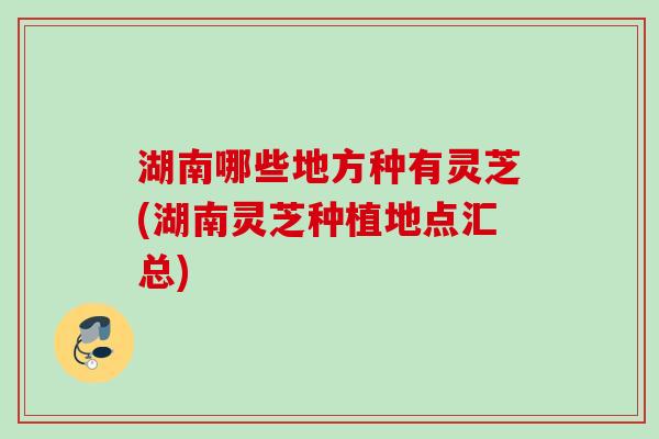 湖南哪些地方种有灵芝(湖南灵芝种植地点汇总) 湖南哪些地方种有灵芝(湖南灵芝种植地点汇总)