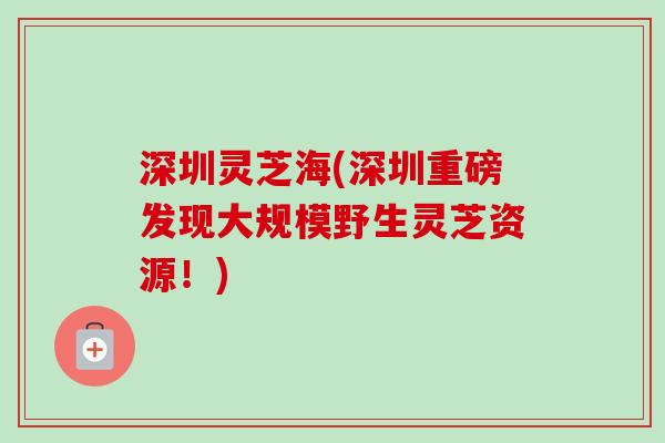 深圳灵芝海(深圳重磅发现大规模野生灵芝资源!) 深圳灵芝海(深圳重磅发现大规模野生灵芝资源!)