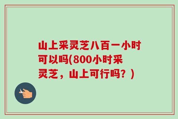 山上采灵芝八百一小时可以吗(800小时采灵芝,山上可行吗?) 山上采灵芝八百一小时可以吗(800小时采灵芝,山上可行吗?)