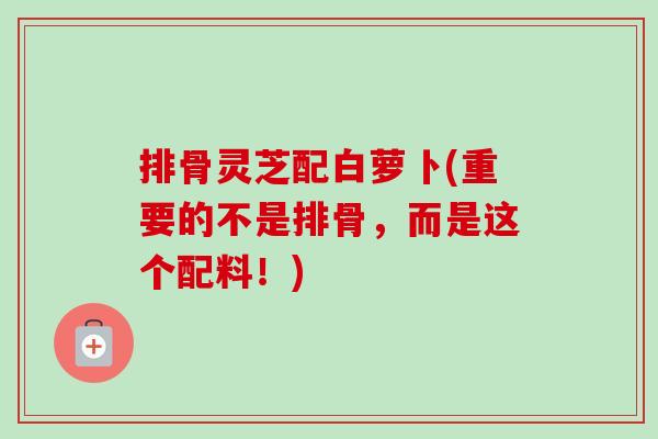 排骨灵芝配白萝卜(重要的不是排骨,而是这个配料!) 排骨灵芝配白萝卜(重要的不是排骨,而是这个配料!)