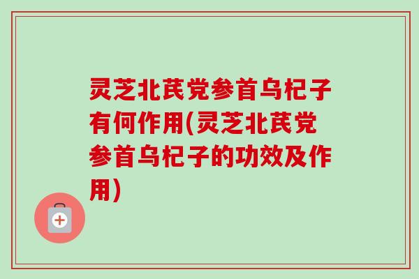 灵芝北芪党参首乌杞子有何作用(灵芝北芪党参首乌杞子的功效及作用) 灵芝北芪党参首乌杞子有何作用(灵芝北芪党参首乌杞子的功效及作用)