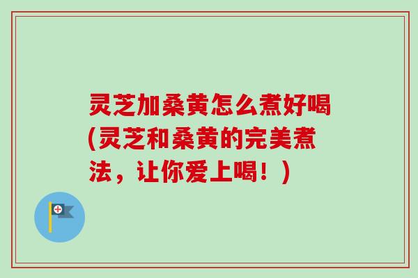 灵芝加桑黄怎么煮好喝(灵芝和桑黄的完美煮法，让你爱上喝！)